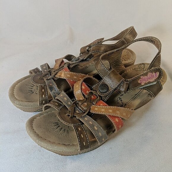 Spring Step L'Artiste Cloe Sandals 40 Leather Womens 8.5 9 Brown Tan Khaki Shoes - Picture 3 of 12